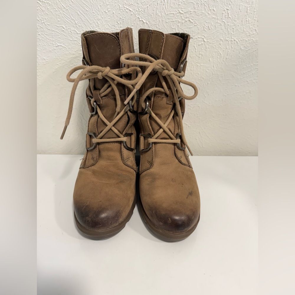 Sorel Joan of Arctic Wedge II Brown Lace-Up Waterproof Boots Size 7